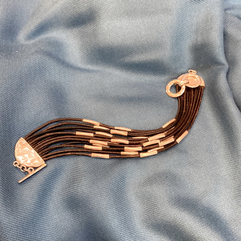 Silpada sterling and leather bracelet